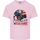 American Customs Hot Rod Garage USA Kids T-Shirt Childrens Light Pink