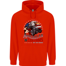 American Customs Hot Rod Garage USA Mens 80% Cotton Hoodie Bright Red