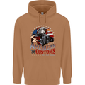 American Customs Hot Rod Garage USA Mens 80% Cotton Hoodie Caramel Latte
