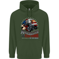 American Customs Hot Rod Garage USA Mens 80% Cotton Hoodie Forest Green