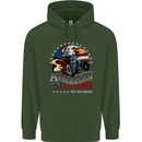American Customs Hot Rod Garage USA Mens 80% Cotton Hoodie Forest Green