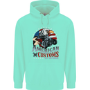 American Customs Hot Rod Garage USA Mens 80% Cotton Hoodie Peppermint