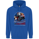 American Customs Hot Rod Garage USA Mens 80% Cotton Hoodie Royal Blue
