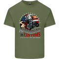 American Customs Hot Rod Garage USA Mens Cotton T-Shirt Tee Top Military Green