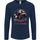 American Customs Hot Rod Garage USA Mens Long Sleeve T-Shirt Navy Blue