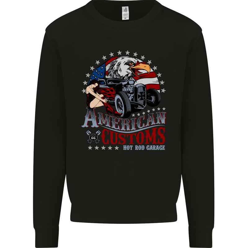 American Customs Hot Rod Garage USA Mens Sweatshirt Jumper Black