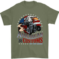 American Customs Hot Rod Garage USA Mens T-Shirt Cotton Gildan Military Green