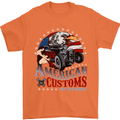 American Customs Hot Rod Garage USA Mens T-Shirt Cotton Gildan Orange