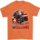 American Customs Hot Rod Garage USA Mens T-Shirt Cotton Gildan Orange