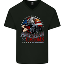 American Customs Hot Rod Garage USA Mens V-Neck Cotton T-Shirt Black