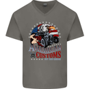 American Customs Hot Rod Garage USA Mens V-Neck Cotton T-Shirt Charcoal
