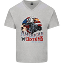 American Customs Hot Rod Garage USA Mens V-Neck Cotton T-Shirt Sports Grey