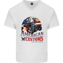 American Customs Hot Rod Garage USA Mens V-Neck Cotton T-Shirt White