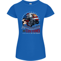 American Customs Hot Rod Garage USA Womens Petite Cut T-Shirt Royal Blue