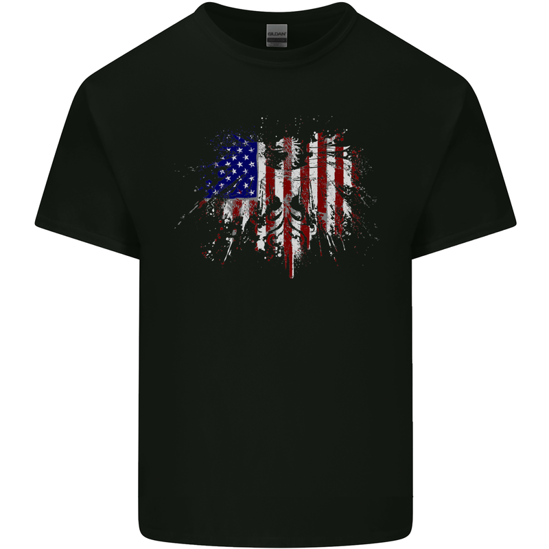 American Eagle Flag 4th of July USA Mens Cotton T-Shirt Tee Top Black