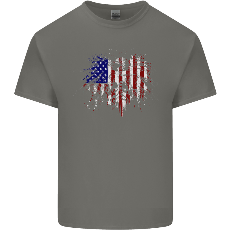 American Eagle Flag 4th of July USA Mens Cotton T-Shirt Tee Top Charcoal
