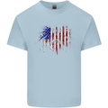 American Eagle Flag 4th of July USA Mens Cotton T-Shirt Tee Top Light Blue
