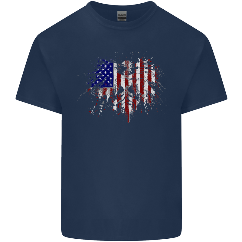 American Eagle Flag 4th of July USA Mens Cotton T-Shirt Tee Top Navy Blue