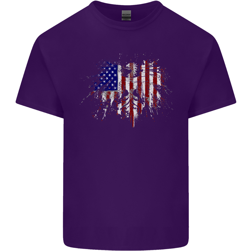 American Eagle Flag 4th of July USA Mens Cotton T-Shirt Tee Top Purple