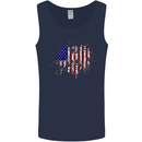 American Eagle Flag 4th of July USA Mens Vest Tank Top Navy Blue