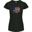 American Eagle Flag 4th of July USA Womens Petite Cut T-Shirt Black