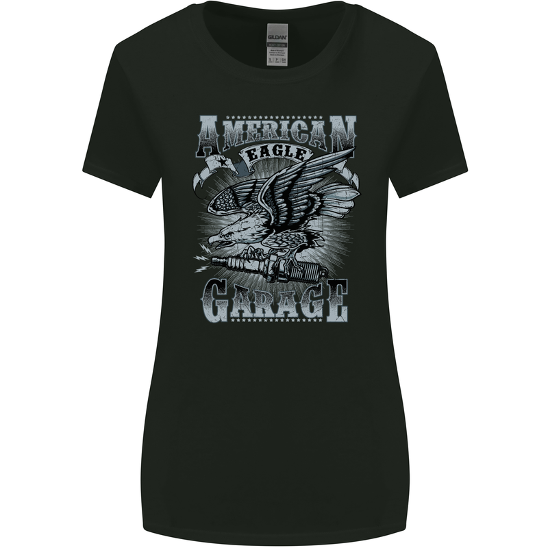 American Eagle Garage Motorbike Motorcycle Womens Wider Cut T-Shirt Black