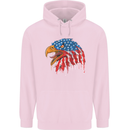 American Eagle USA Flag July 4th Childrens Kids Hoodie Light Pink