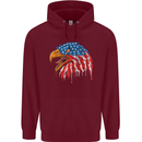 American Eagle USA Flag July 4th Childrens Kids Hoodie Maroon
