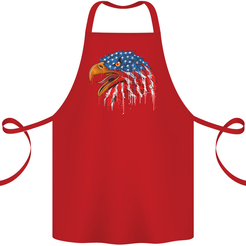 American Eagle USA Flag July 4th Cotton Apron 100% Organic Red