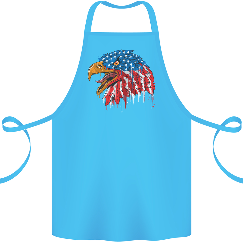American Eagle USA Flag July 4th Cotton Apron 100% Organic Turquoise