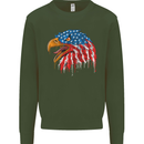 American Eagle USA Flag July 4th Kids Sweatshirt Jumper Forest Green