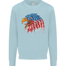 American Eagle USA Flag July 4th Kids Sweatshirt Jumper Light Blue