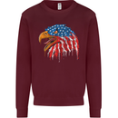 American Eagle USA Flag July 4th Kids Sweatshirt Jumper Maroon