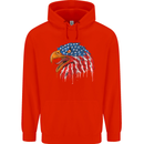 American Eagle USA Flag July 4th Mens 80% Cotton Hoodie Bright Red