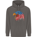 American Eagle USA Flag July 4th Mens 80% Cotton Hoodie Charcoal