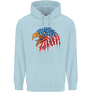 American Eagle USA Flag July 4th Mens 80% Cotton Hoodie Light Blue