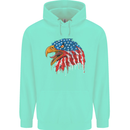 American Eagle USA Flag July 4th Mens 80% Cotton Hoodie Peppermint
