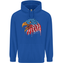 American Eagle USA Flag July 4th Mens 80% Cotton Hoodie Royal Blue