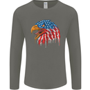 American Eagle USA Flag July 4th Mens Long Sleeve T-Shirt Charcoal