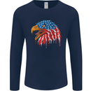 American Eagle USA Flag July 4th Mens Long Sleeve T-Shirt Navy Blue