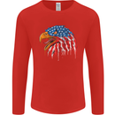 American Eagle USA Flag July 4th Mens Long Sleeve T-Shirt Red