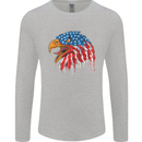 American Eagle USA Flag July 4th Mens Long Sleeve T-Shirt Sports Grey