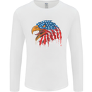 American Eagle USA Flag July 4th Mens Long Sleeve T-Shirt White