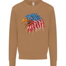 American Eagle USA Flag July 4th Mens Sweatshirt Jumper Caramel Latte