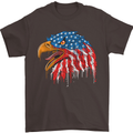 American Eagle USA Flag July 4th Mens T-Shirt Cotton Gildan Dark Chocolate
