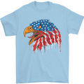 American Eagle USA Flag July 4th Mens T-Shirt Cotton Gildan Light Blue
