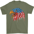 American Eagle USA Flag July 4th Mens T-Shirt Cotton Gildan Military Green