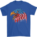 American Eagle USA Flag July 4th Mens T-Shirt Cotton Gildan Royal Blue