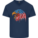 American Eagle USA Flag July 4th Mens V-Neck Cotton T-Shirt Navy Blue