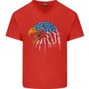 American Eagle USA Flag July 4th Mens V-Neck Cotton T-Shirt Red